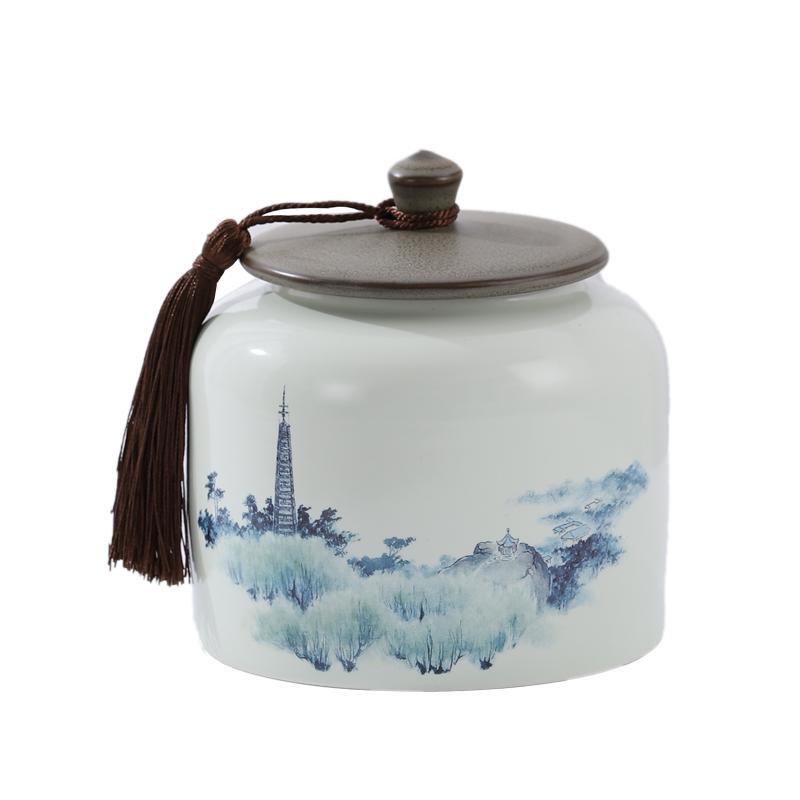Creative Floral Plant Pattern Ceramic Tea Jar Antique Decorative Jar Countertop Ornament Candy Coffee Bean Storage Box Art Decor