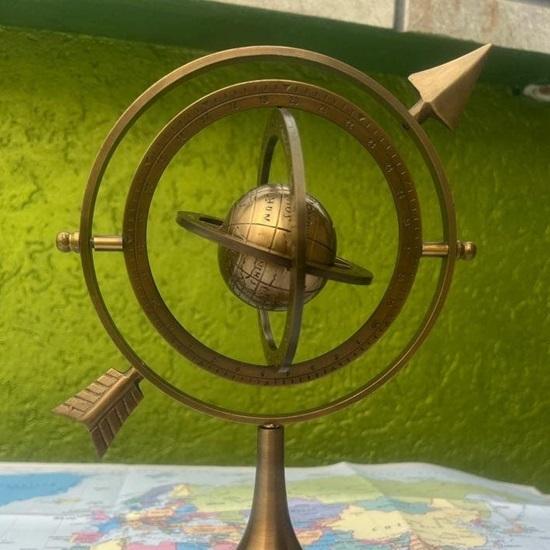 26.67 Cm Brass Armillary Sphere Style Celestial Globe-Astrolabe Navigation Decor Educational Desk Ornament Nautical Graduation, Birthday Gift
