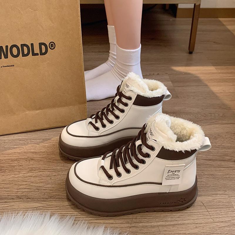 

Женские теплые зимние ботинки с толстой подошвой, с высокой степенью защиты от скольжения и износа, для активного отдыха на открытом воздухе, водонепроницаемые хлопковые ботинки 40