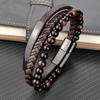 High Quality Luxury Accessories Bracelet Men's Fashion Gift Black Genuine Leather Bracelets DIY Combination Wild Handsome Gift