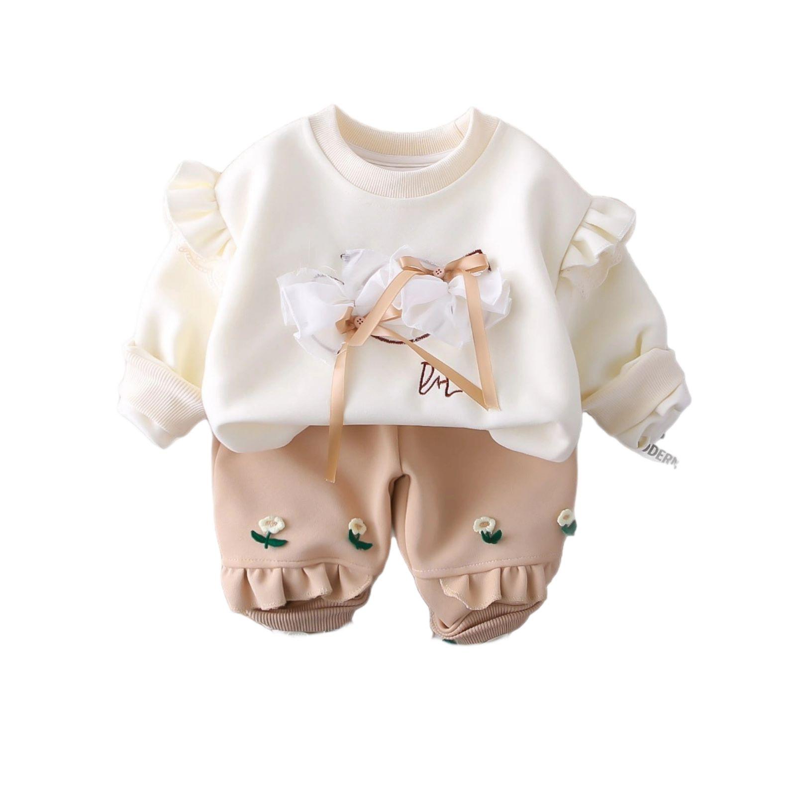 

Детский повседневный комплект с длинным рукавом, удобные наряды для повседневной носки 100 белый