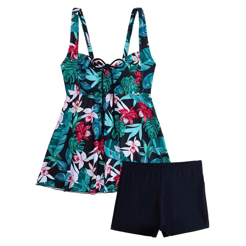 Floral Tankini 2026 Two Pieces Strappy Swimsuit Women With High Waist Shorts Swimwear Female Bathing Swimming Suit Beachwear