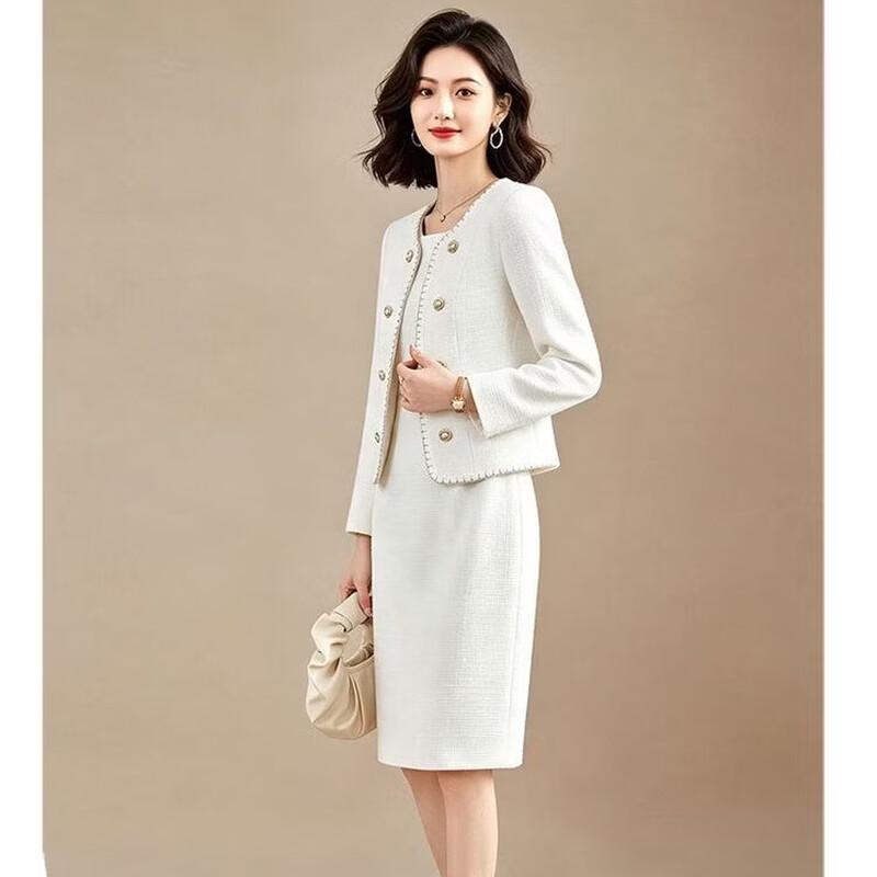 EST+II Women's Round Neck Button-Down Long Sleeve Two-Piece Dress Set