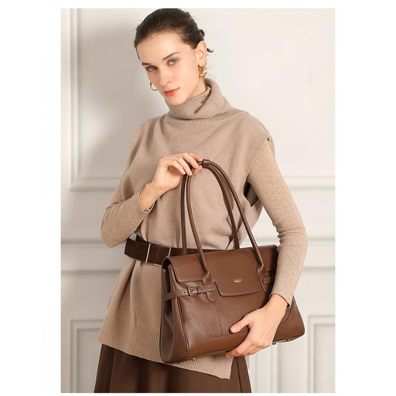Top da Donna Borsa Sottobraccio in Vera Pelle Borse a Mano di Lusso da Donna in Vera Pelle Borse Tote da Pendolarismo ad Alta Capacità