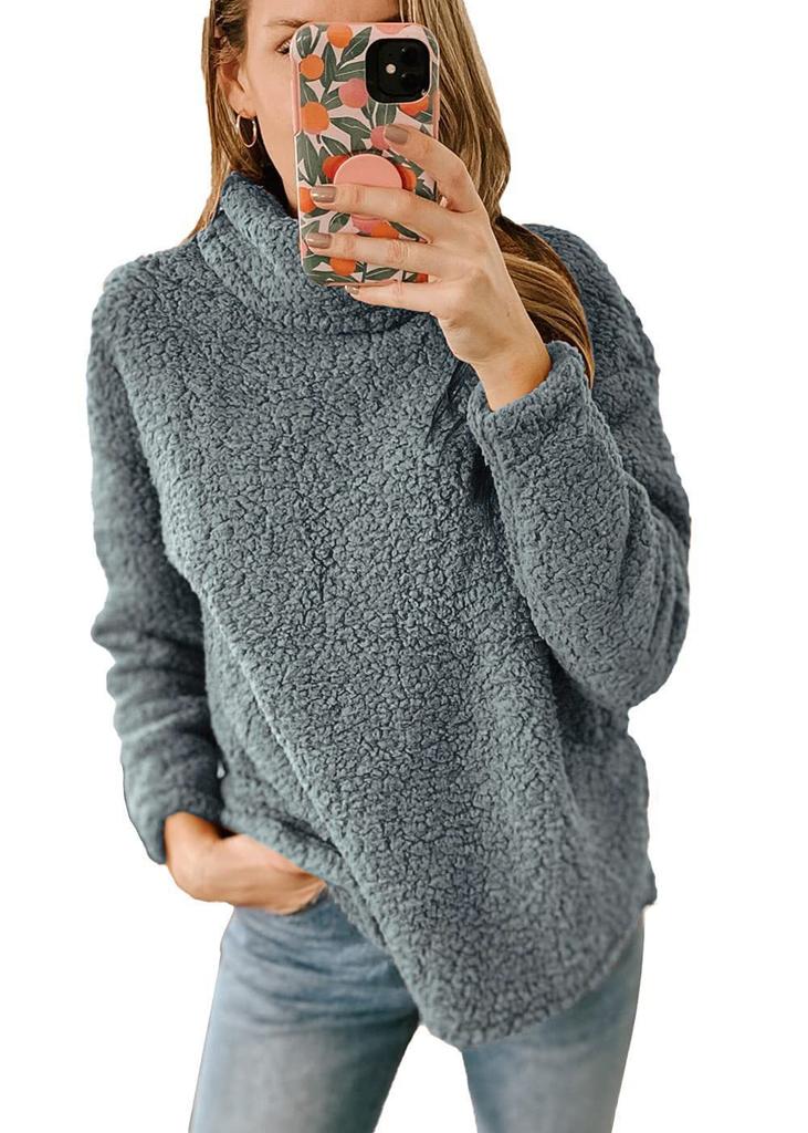 2025 autumn and winter European and American women's clothing cross-border new wool turtleneck solid color sweater plush top women