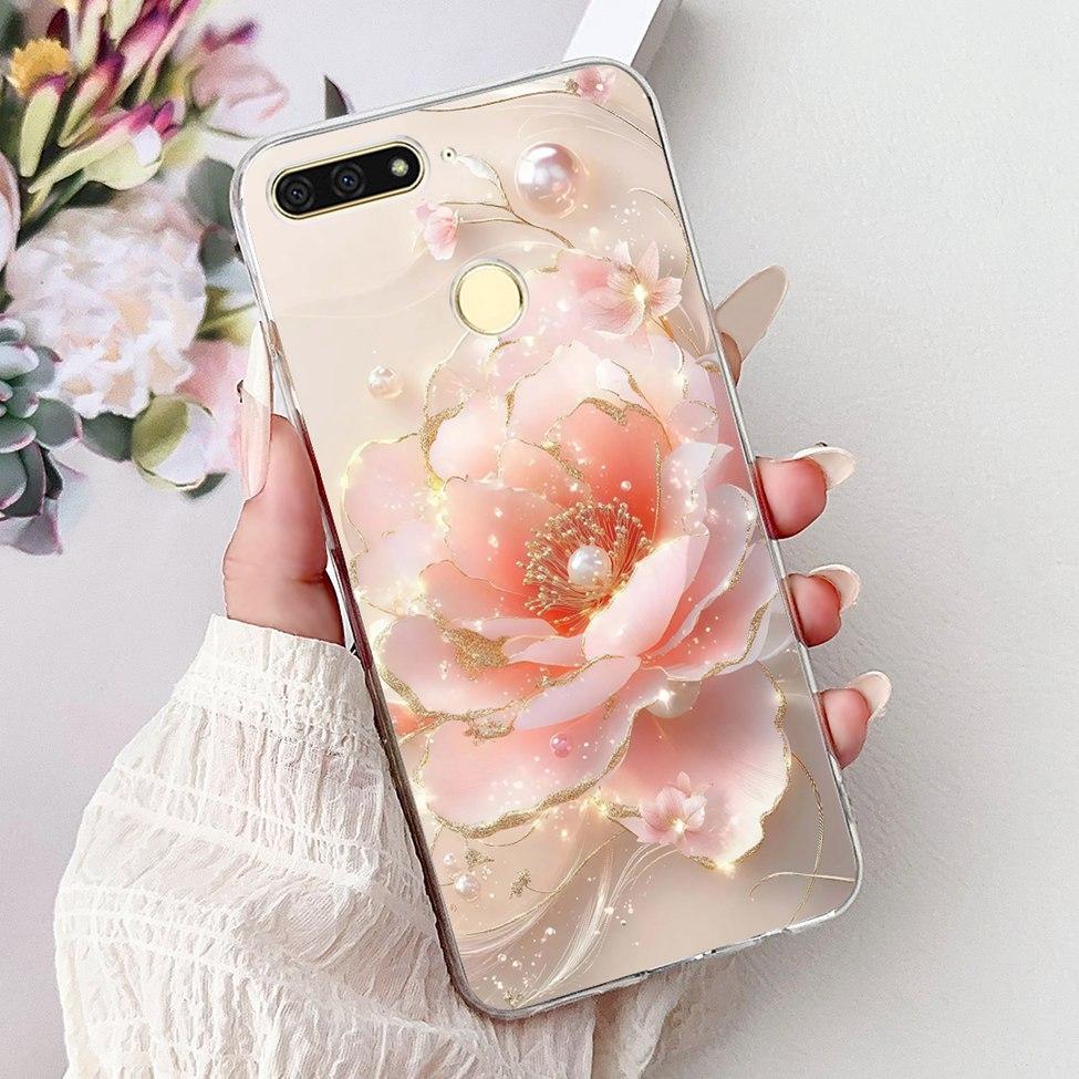 For Huawei Y6 Prime 2018 Case Clear Cute Fashion Flowers Luxury Painted Cover For Huawei Y6Prime 2018 Phone Case ATU-L42 ATU-L31