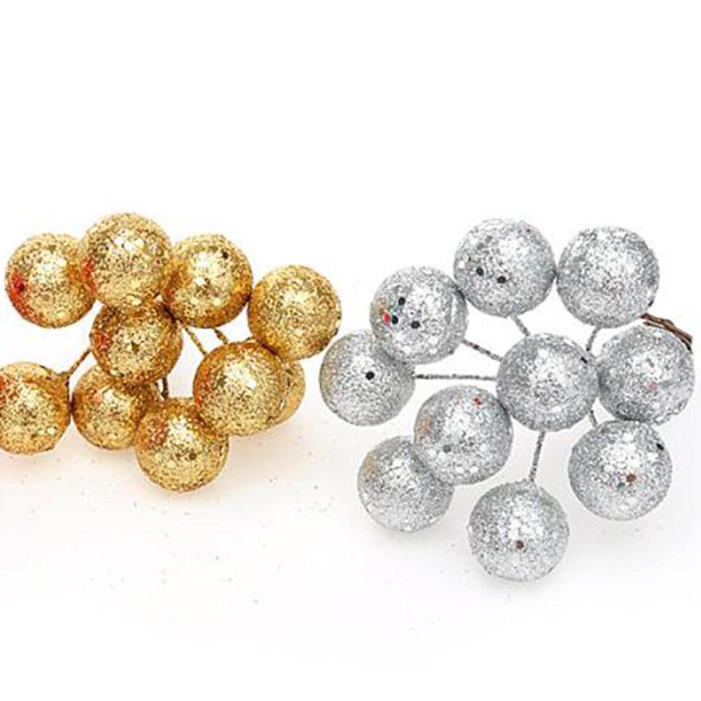 10Pcs 1.5cm Shiny Lifelike Artificial Berries Christmas Fruit Decor for Kitchen Counter Showcase Vase Bakery Display Party