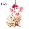 Year of 2026 Commemorative Keepsakes Christmas Animal Hanging Ornaments with Lanyard, Cute Double Sided Pendant Tree Accessories Santa Hat,