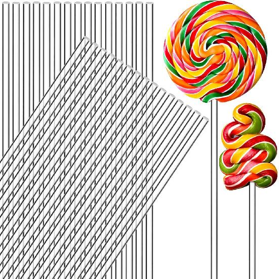 Zopeal 200 Pcs Acrylic Lollipop Sticks Cake Topper Pops Candy Treat Sticks for Wedding Candy Chocolate Cookie Dessert Handmade DIY Crafts Party 6 Inch чистый