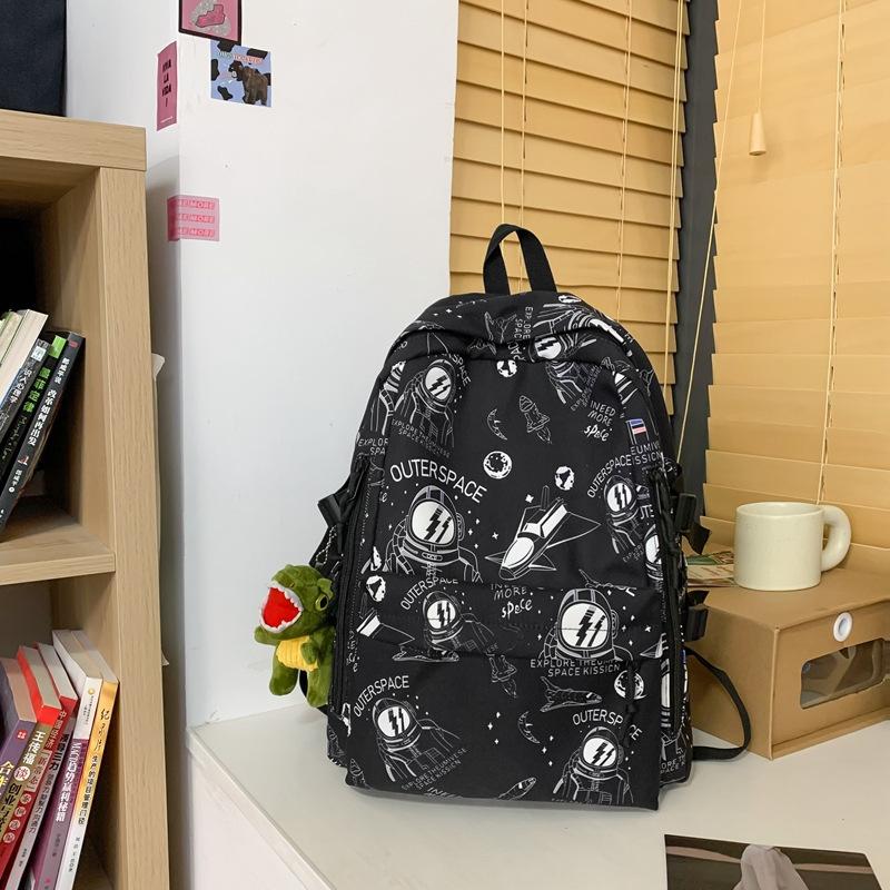 

School bag male large capacity junior high school student high school student backpack Japanese and Korean ins tide brand female casual graffiti back single package чорний