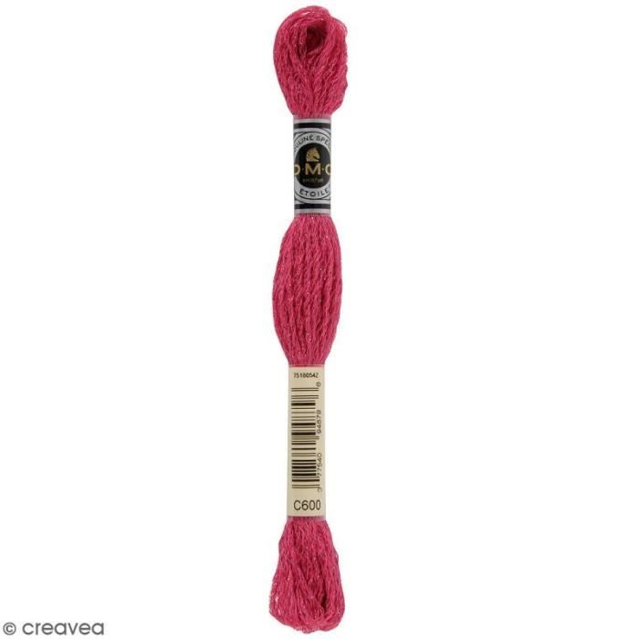 Fil à broder - DMC - Mouliné Etoile - 8 m - Couleur Rose (C600) - 73% coton, 27% polyamide