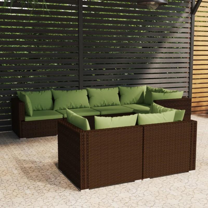 Day and Night - Day and Night 7-piece Garden Furniture Set and Brown Synthetic Rattan Cushions