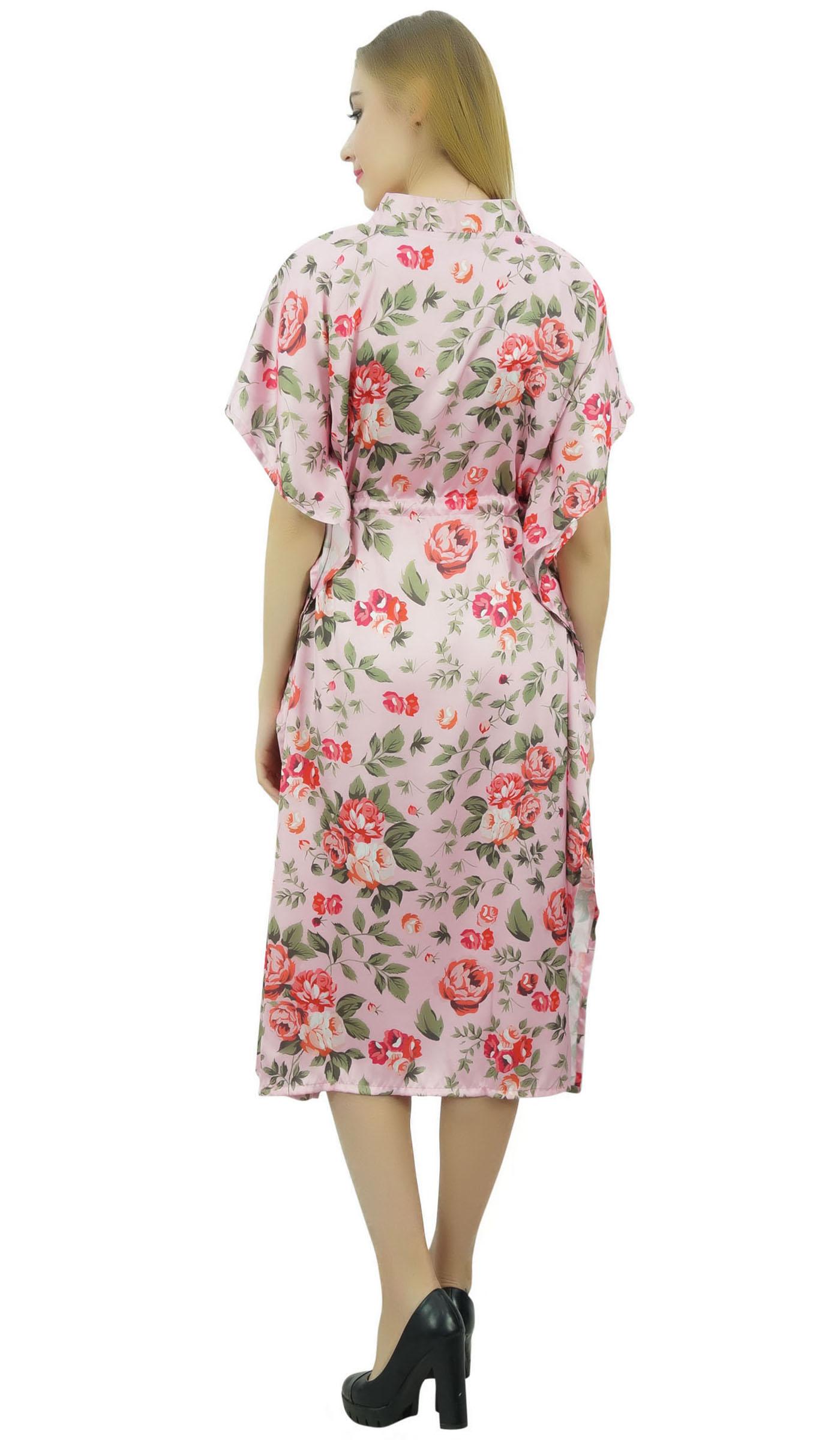 

Жіноча рожева сукня-кімоно кафтан з квітковими квітками до середини ікри на шнурках - 8 baby рожевий колір