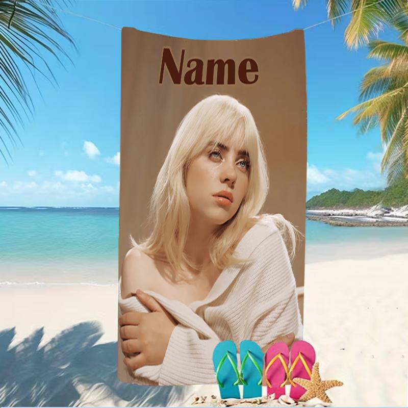Customizable personalized beach towels Billie Eilish themed designs.Suitable for the beach, yoga, sports;ideal as beach accessories