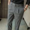 Summer new thin casual pants elastic waist slim-fitting pants trendy men's fashion nine-point pants drape pants