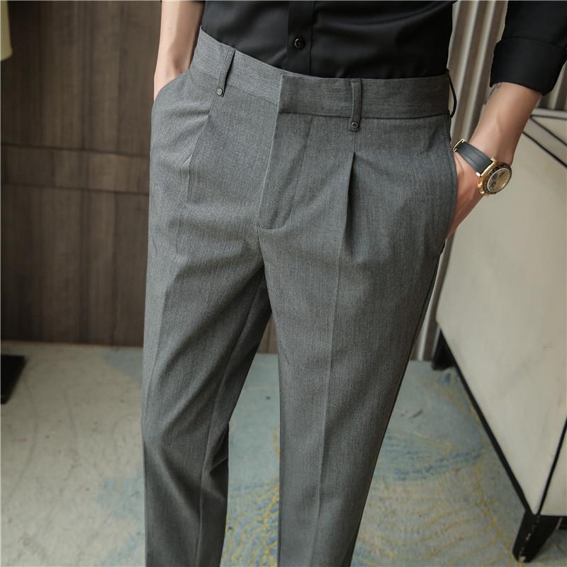Summer new thin casual pants elastic waist slim-fitting pants trendy men's fashion nine-point pants drape pants