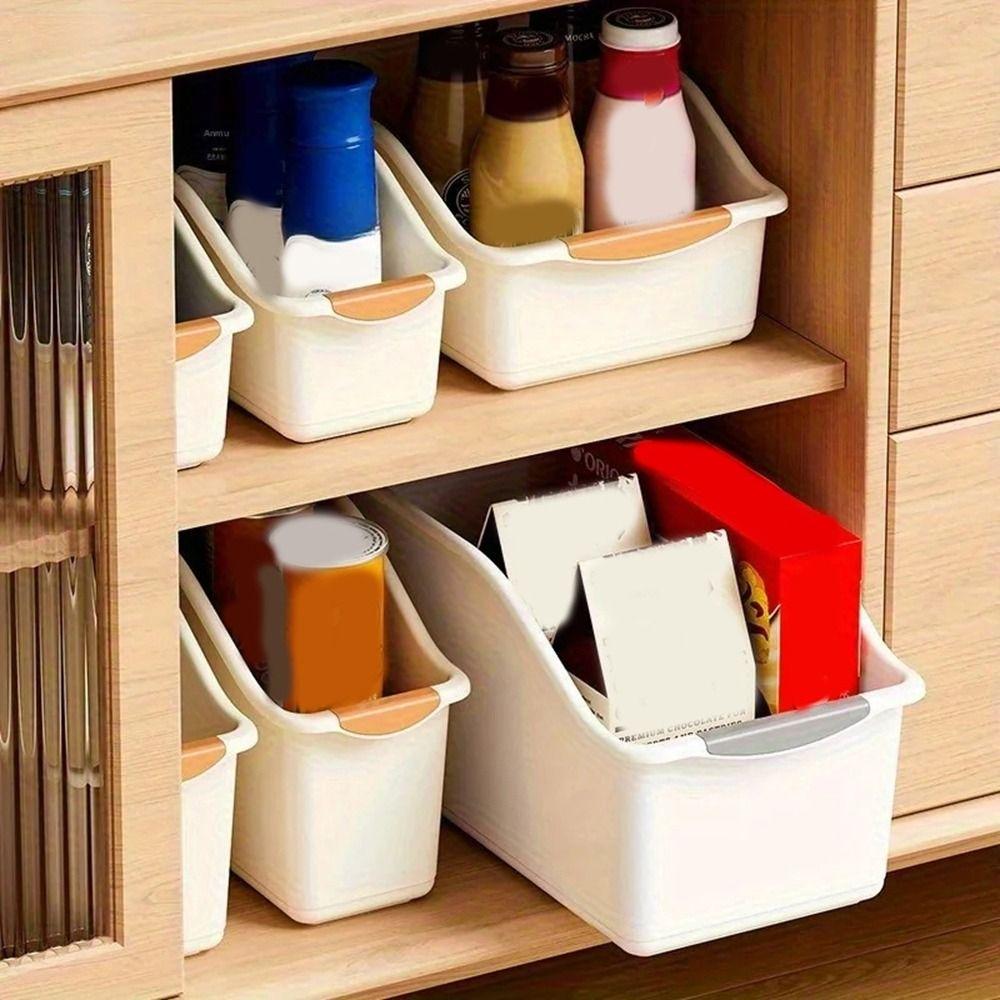 2pcs Anti-slip Under Sink Organizer Space Saving Snack Seasoning Basket Curved Storage Box Bathroom