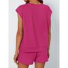 Women Spring Summer New Crew Neck Loose Short Sleeve Two Piece Outfit Set