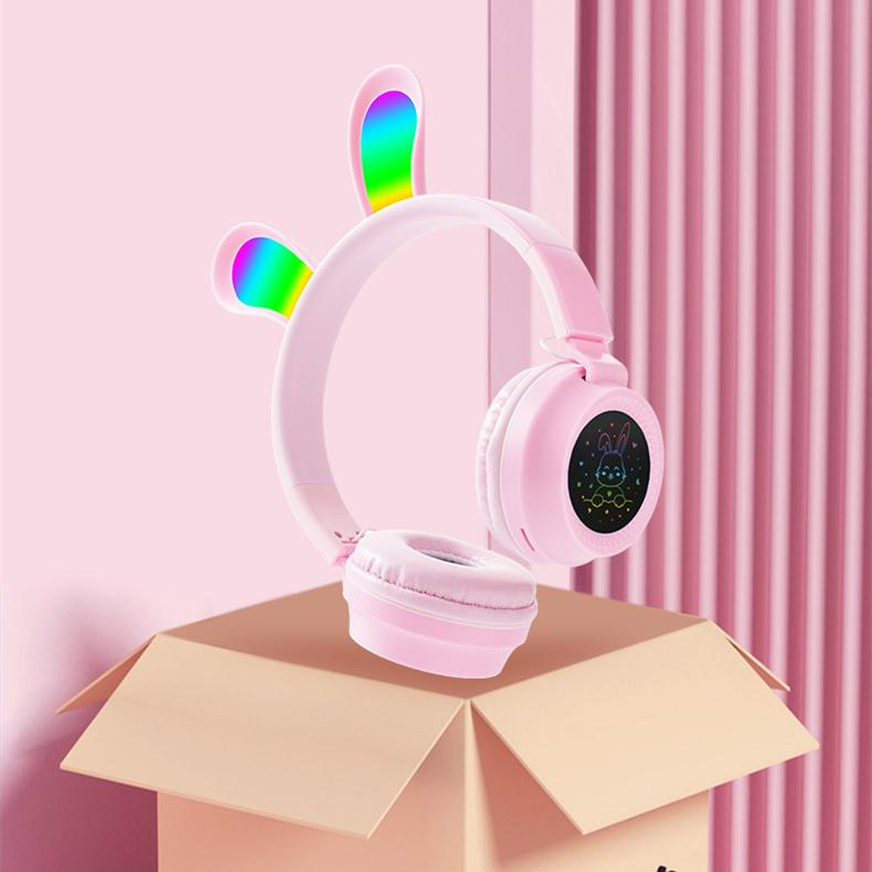 Orejas de conejo LED montadas en la cabeza iluminan el regalo de los auriculares de los auriculares para los auriculares del ordenador de los niños