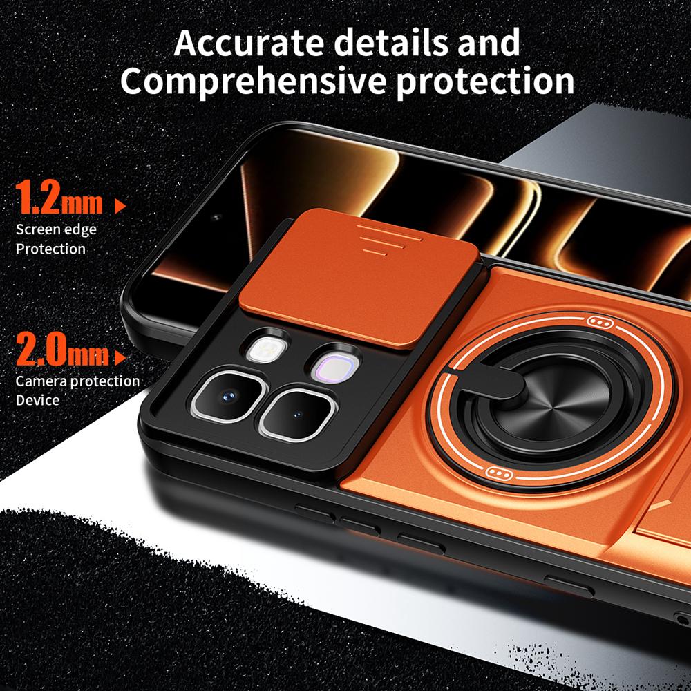 KEYSION Magnetic Phone Case for Infinix Note Edge 5G Slide Camera Protection Upright Kickstand 360° Ring Shockproof Back Cover