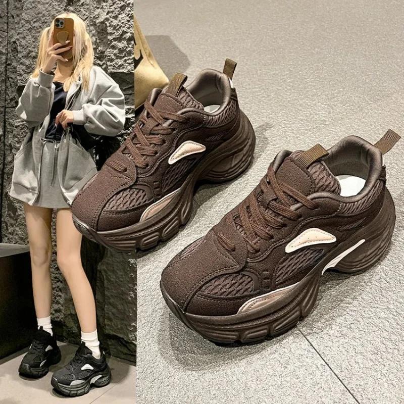 Women Vulcanized Shoes  Spring New Fashion Thick Soled Breathable 2024 Versatile Comfortable Non Slip Casual Sports Shoes  35-40