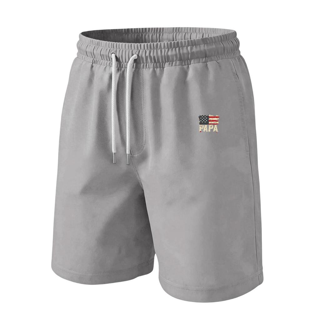 Men's Father's Day & Independence Day Flag Printed Casual Drawstring Waist Shorts
