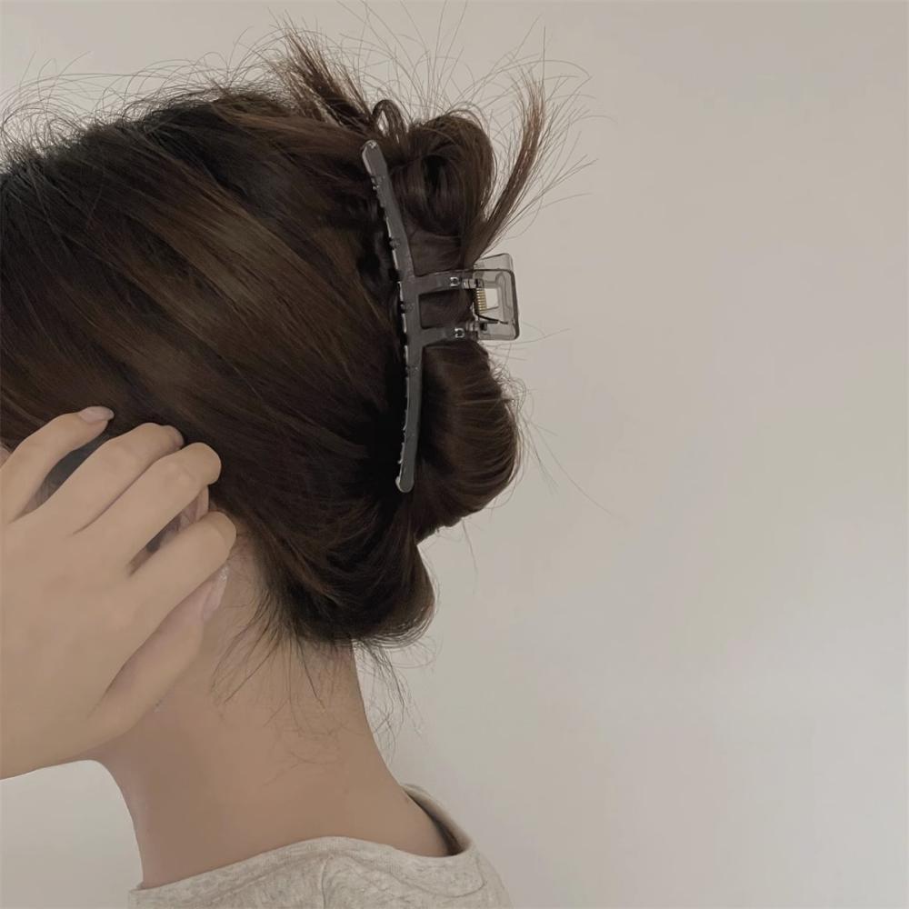 Gray clear hairpin light luxury simple back head shark clip design sense grab clip hair accessories ins tide