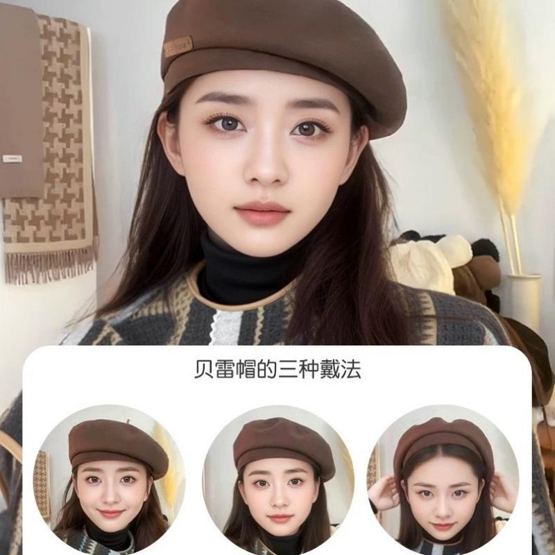 Autumn and winter beret women's woolen fashion painter hat retro versatile face small bud hat spring and autumn