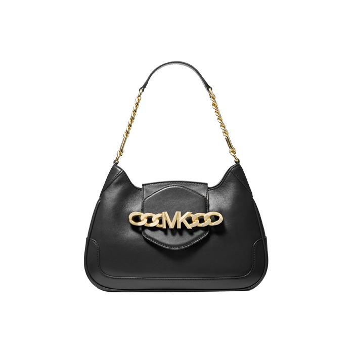 

Michael Kors MK Hally New Vintage Chain Commuter Leather Shoulder Bag Women Shoulder Bag Black 30F1G2HL2L-001 Basic Set (Bag+Dust Bag)
