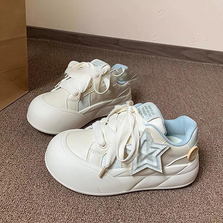 2025 new summer little white shoes female cute platform casual versatile milk huhu big head bread shoes round head board shoes