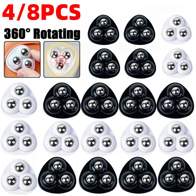 Self Adhesive Universal Wheel Stainless Steel Beads 360 Rotating Pulley Wheels For Bedside Cupboard Furniture Mover Tools