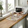 KQQK Transparent Waterproof Panel, Kitchen Sink Splash Guard, Traceless Crystal Adhesive, Easy