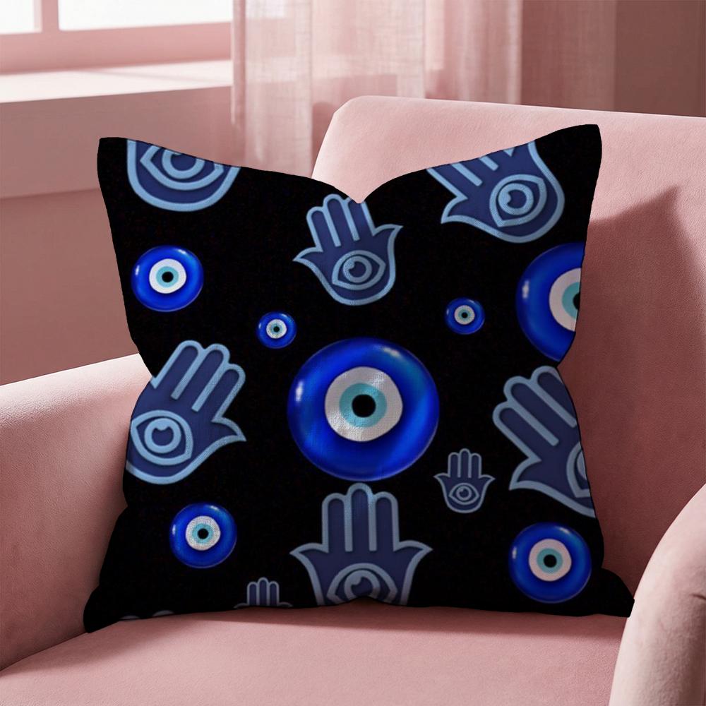 Evil Eye Symbol Art Cushion Cover Multi-Scene Pillow Cover for Home & Car - Reversible, Soft & Durable for Daily Use