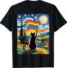 Gay Pride Katzenkunst Katzen Sternennacht Stil LGBTQ Pride Unterstützung T-Shirt
