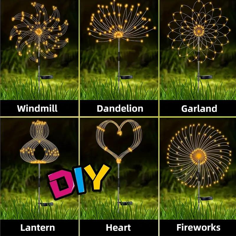 Outdoor Solar Fireworks Light 200 LEDs Solar Garden Lights Decorative Solar Lights for Garden Patio Lawn Christmas Decor Lamp