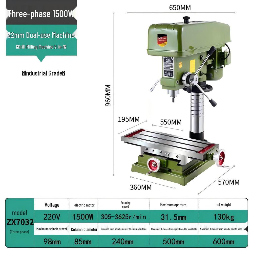 220V Industrial Bench Drill: High-Power Multi-Functional Desktop Drill Press for Metal