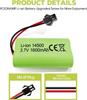 2x Li-ion Rechargeable Batteries 3.7V 1600mAh with SM-2P Connector + USB Cables – Compatible with RC Car 9962 8837 and Toy Truck