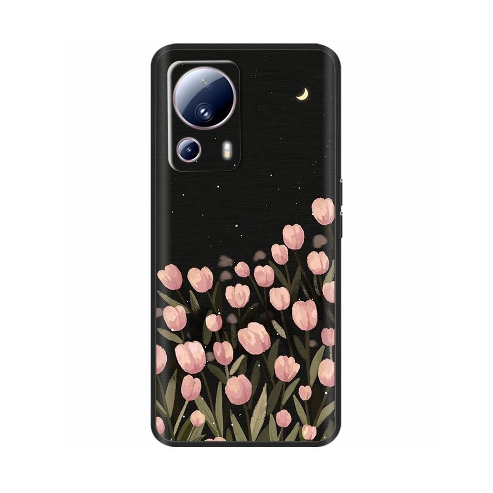 For Xiaomi 13 Lite Case For Xiaomi Mi 13 Lite 5G Flower Soft Liquid Silicone Cover For Xiaomi13lite Protection Back Cover Fundas