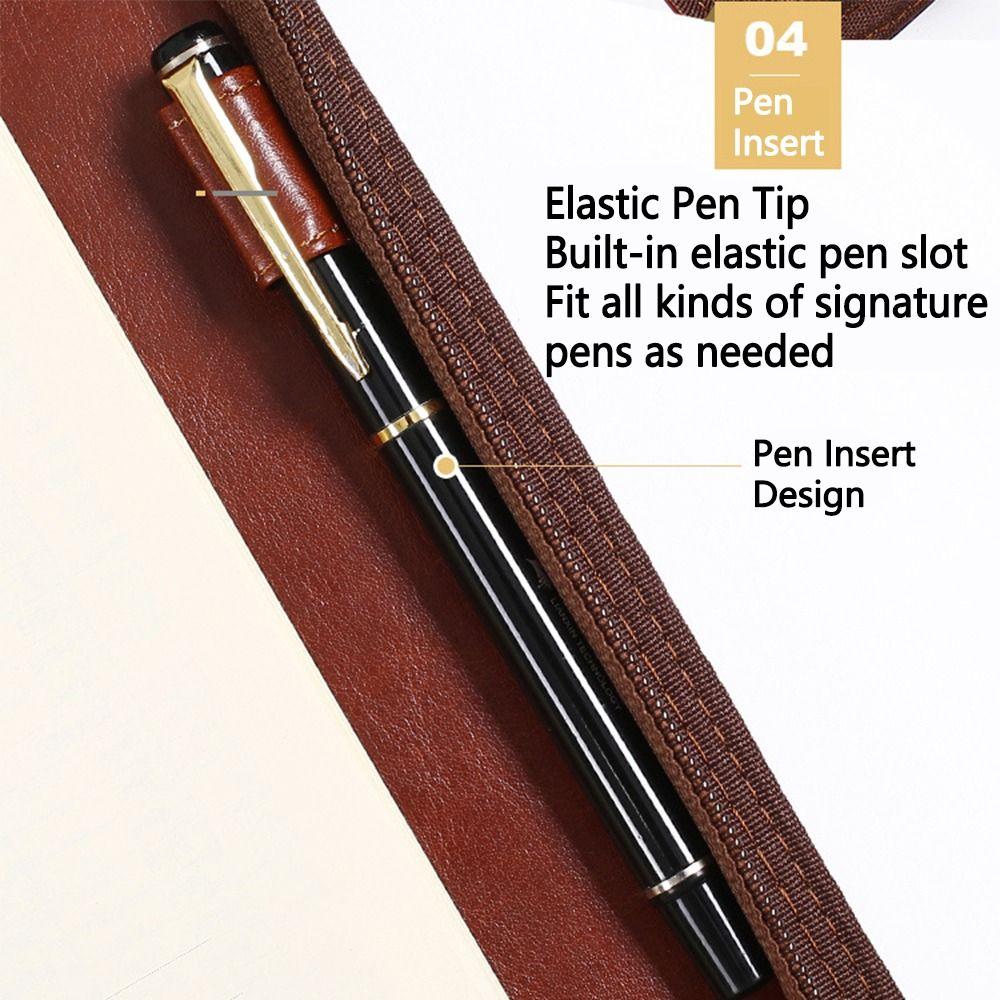 PU Leather Portfolio Binder 6-Ring Business Notebook Multifunctional File Folder  Conference Use