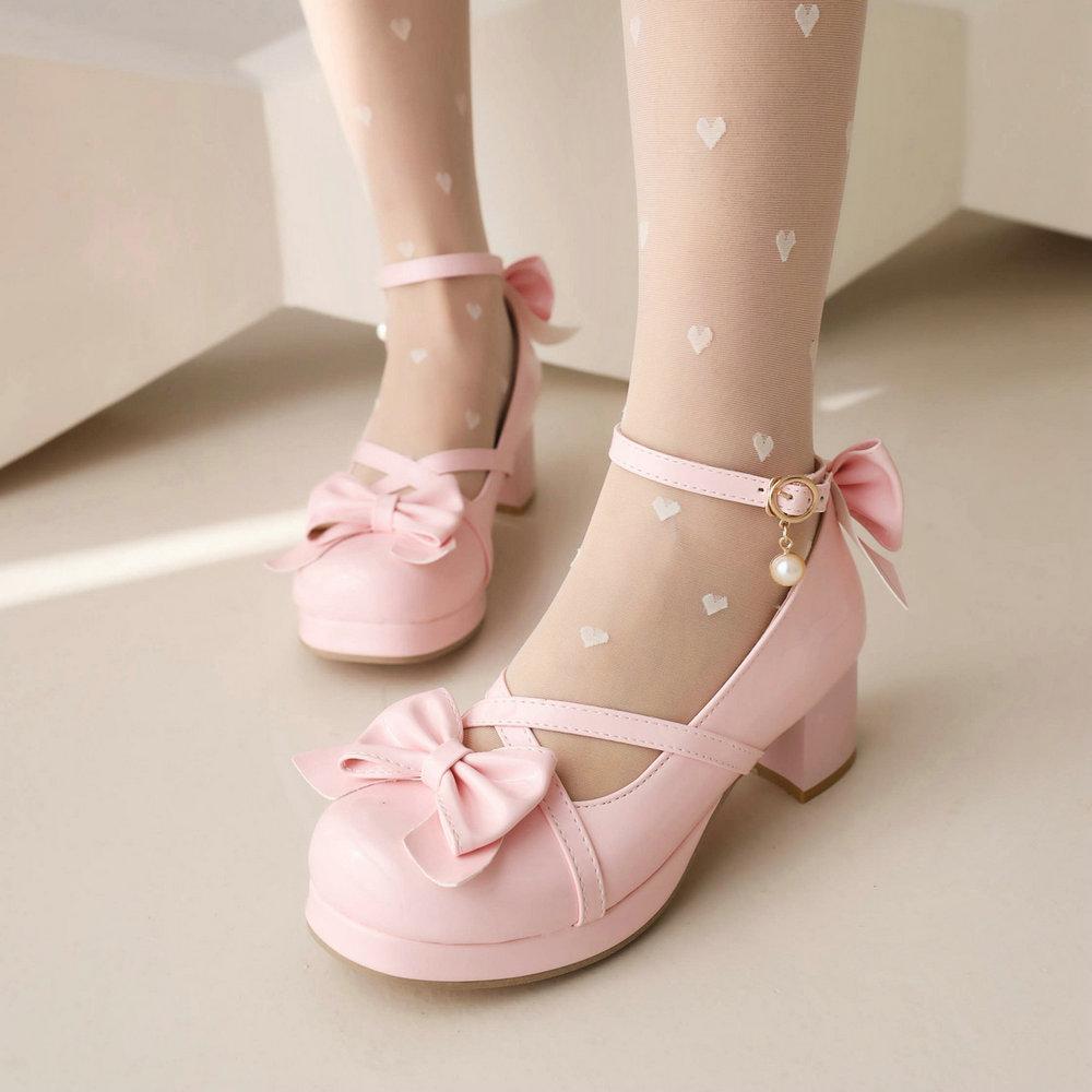 Sapatos Lolita de Couro Envernizado Brilhante Feminino Vermelho Noiva Festa de Casamento Tiras Plataforma Mary Janes Bombas Tira no Tornozelo Bloco Salto Cubano