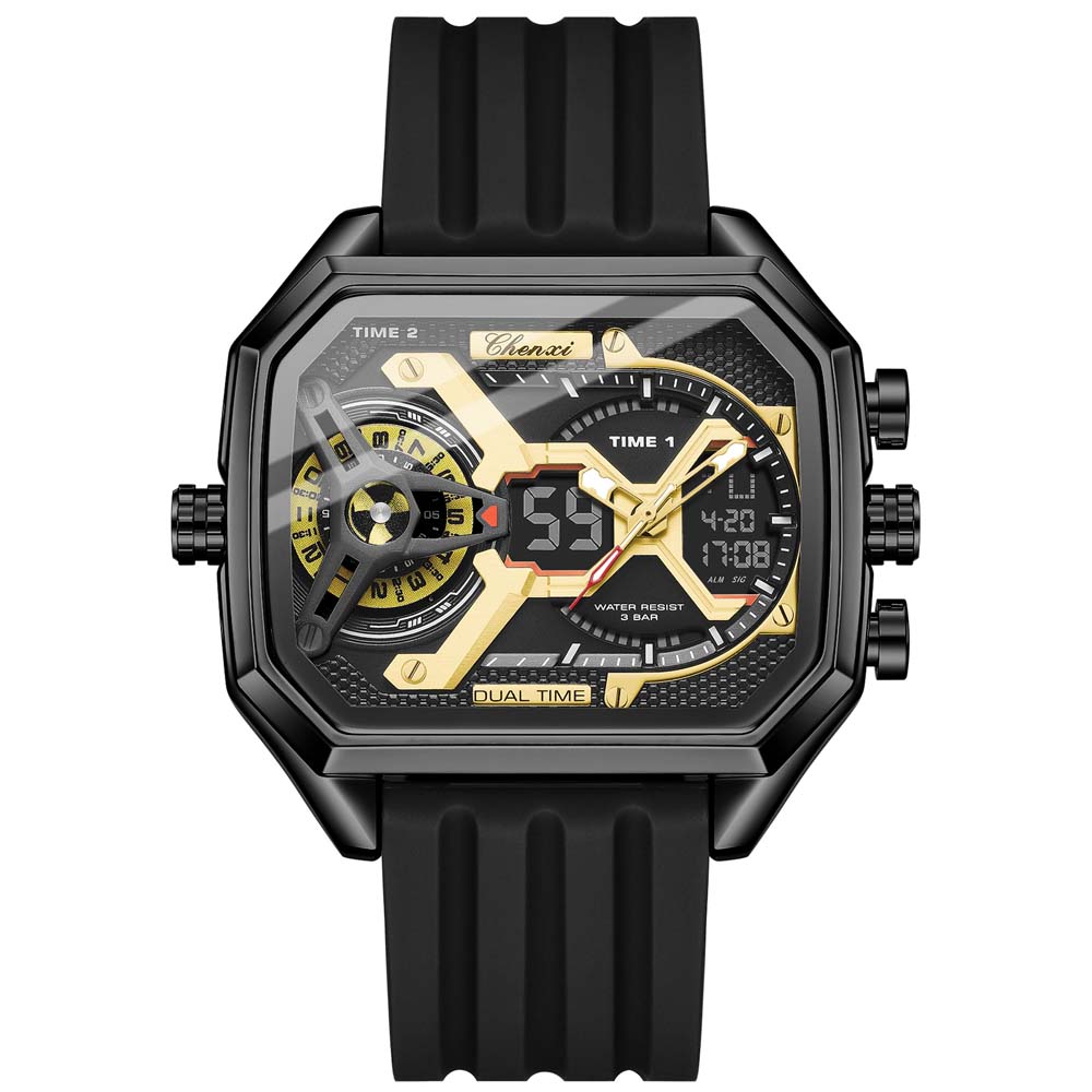 CHENXI Men's Watch New Large Dial Digital Watch Dual Display Fashionable Multifunctional Sports Watch Waterproof Male Watch