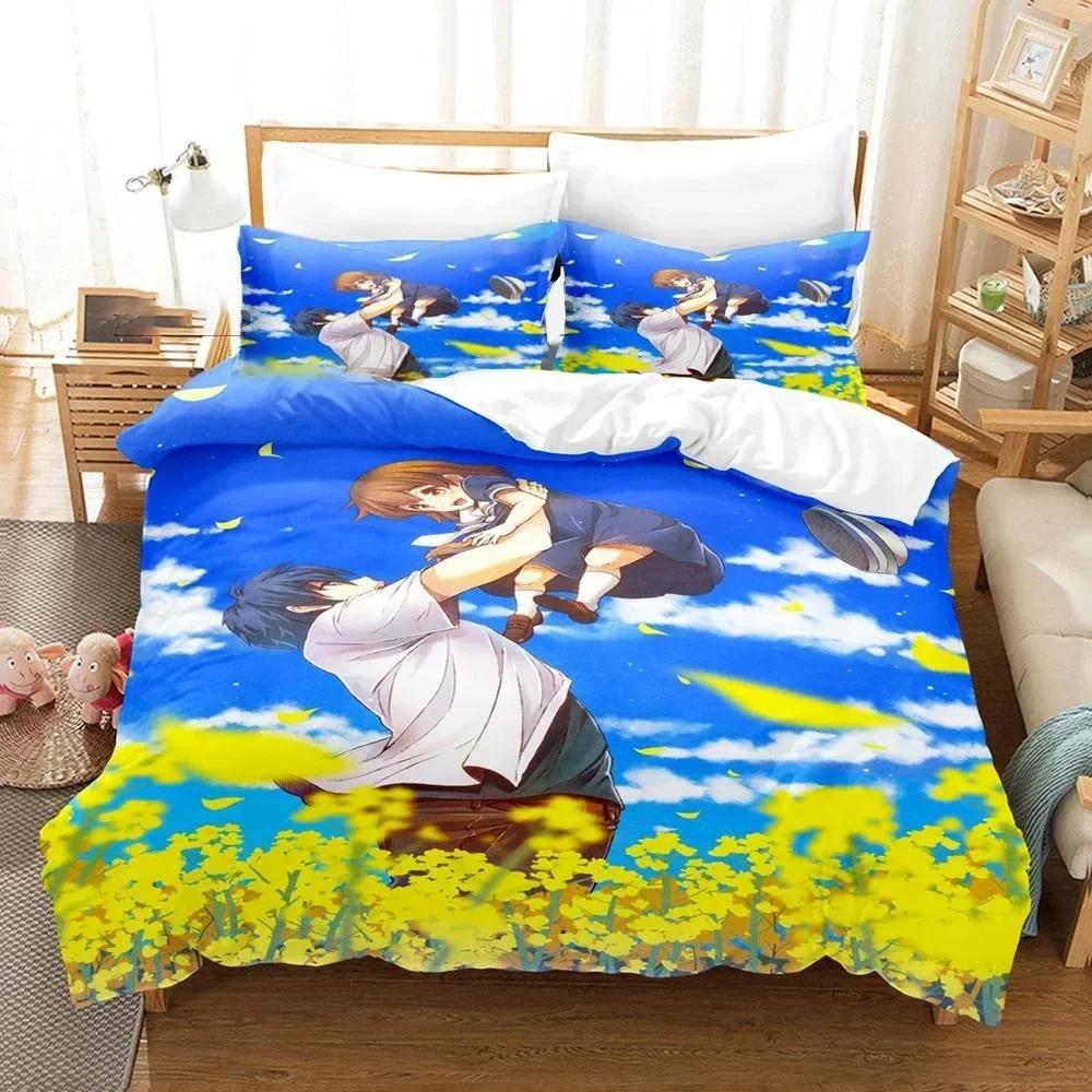 Anime Clannad Nagisa Furukawa Bettwäscheset Jungen Mädchen Twin Queen Size Bettbezug Kissenbezug Bett Kinder Erwachsene Heimtextilien