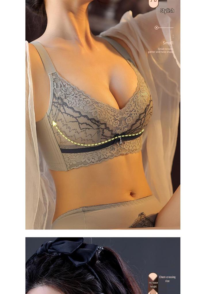 Lace Wire-Free Adjustable Push-Up Bra for Small Bust - Seamless, Breathable, Anti-Sagging Women's Underwear
