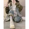 Women's Oversized Retro Color Block Patchwork Hooded Sweatshirt Jacket for Autumn