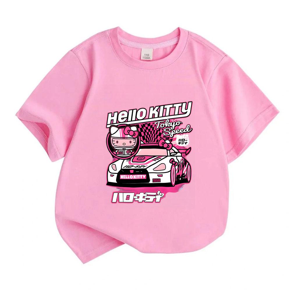 Kids Boys Girls 100% Cotton Crew Neck Short Sleeve T-Shirt, Cute Cartoon Racer Car Graphic Casual Soft Breathable Tee for Daily Play Summer Outdoor We