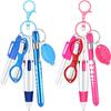 6-in-1 Multifunction Retractable Ball Pen Set Flashlight Foldable ID Card Badge Holder Clip