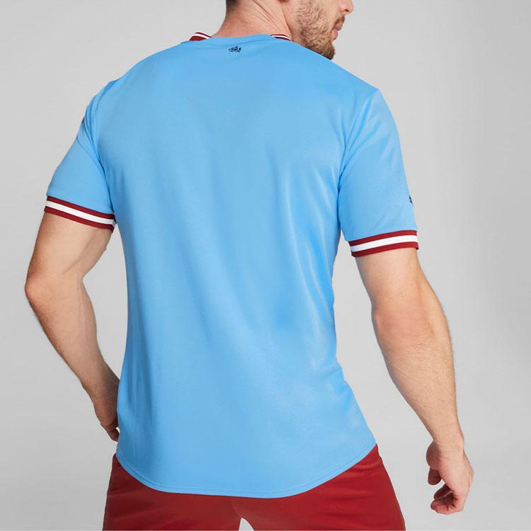 Puma Manchester City F.C. Home Letter Print Football Sports Short Sleeve T-Shirt Men Tops Blue 765710-01