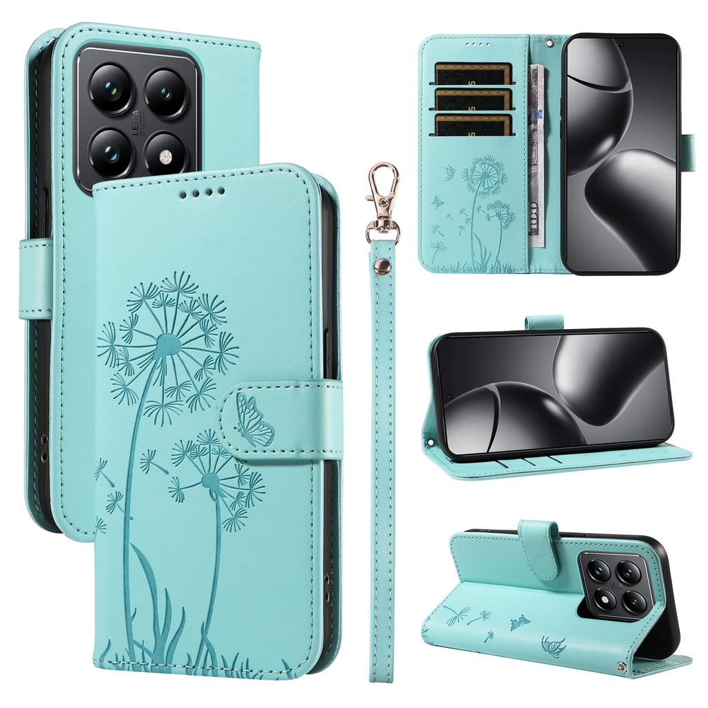 For Xiaomi 14T Leather Case Wallet Phone Cover Dandelion Imprint