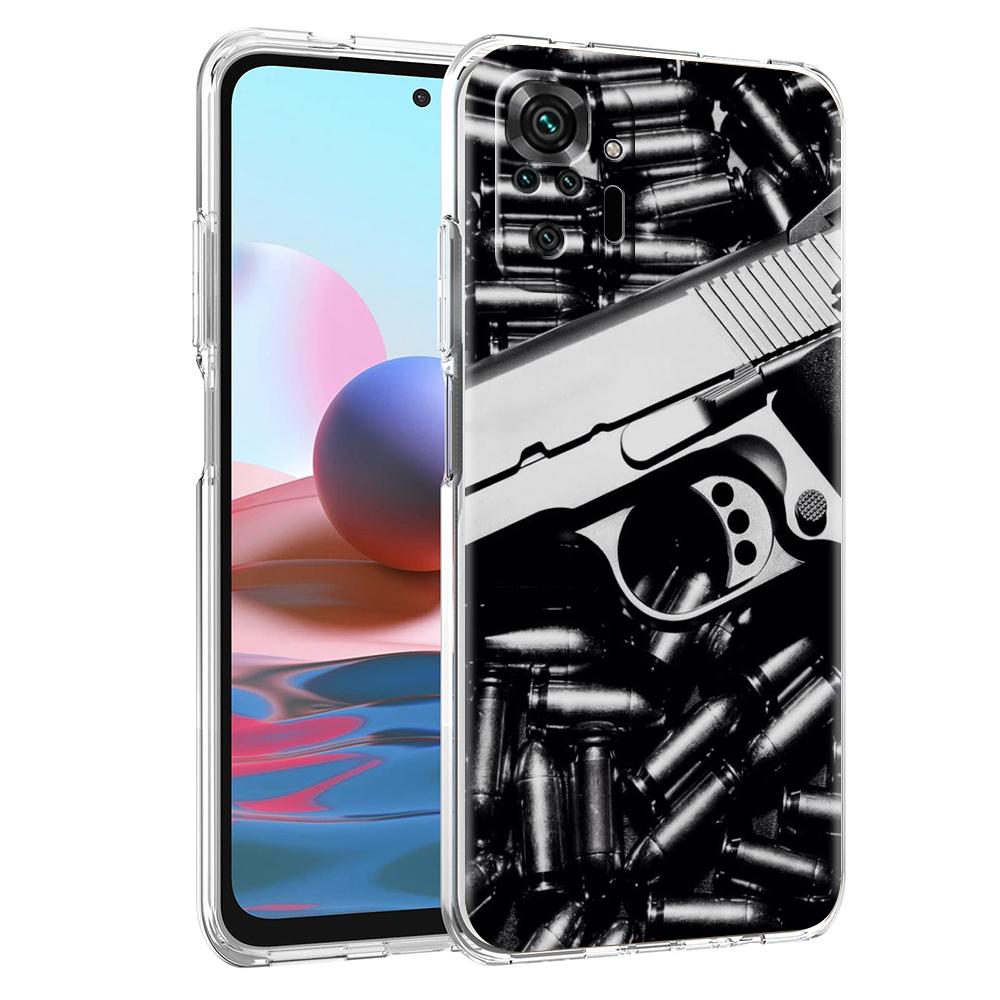 Handgun Gun BUllets Transparent Phone Case for Redmi 10c Note 11 11T 8A 9A 9C 8 9 10 K40 Plus 12 Pro 4G Soft Cover Shell Capas