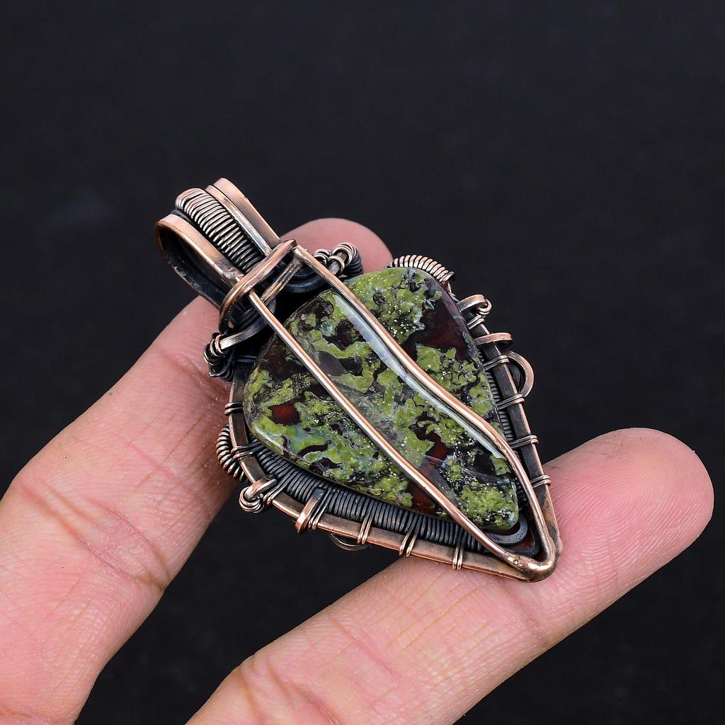 Dragon Blood Jasper 999 Copper Wire Wrapped Pendant, Handmade Gemstone Pendant Jewelry, Gifts For Wife Brand New Pendant
